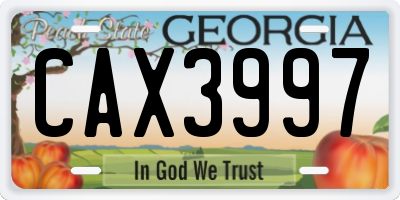 GA license plate CAX3997