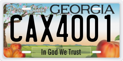 GA license plate CAX4001