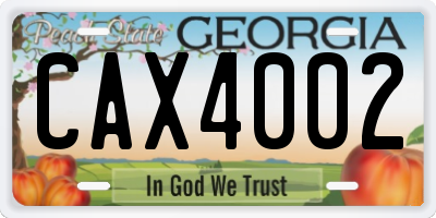 GA license plate CAX4002