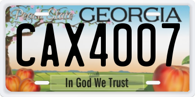 GA license plate CAX4007