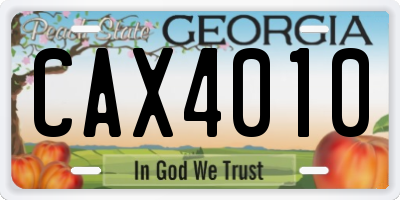 GA license plate CAX4010
