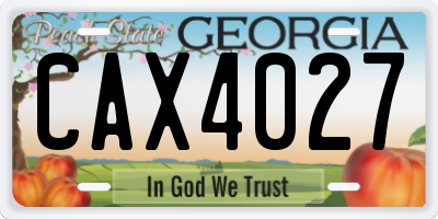 GA license plate CAX4027