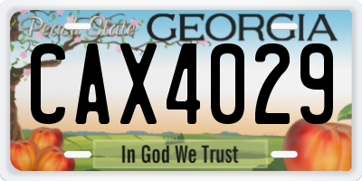 GA license plate CAX4029
