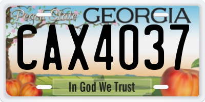 GA license plate CAX4037