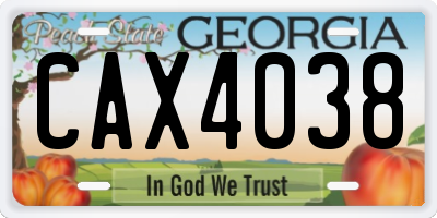 GA license plate CAX4038
