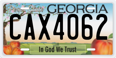 GA license plate CAX4062