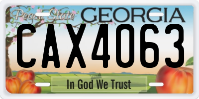 GA license plate CAX4063