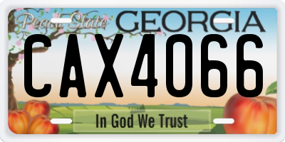 GA license plate CAX4066