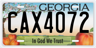 GA license plate CAX4072