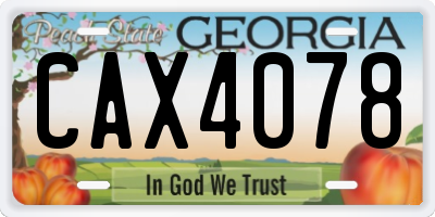 GA license plate CAX4078