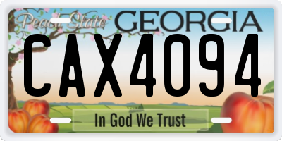GA license plate CAX4094