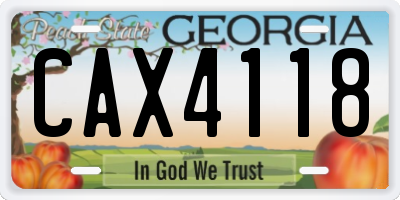 GA license plate CAX4118