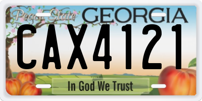 GA license plate CAX4121