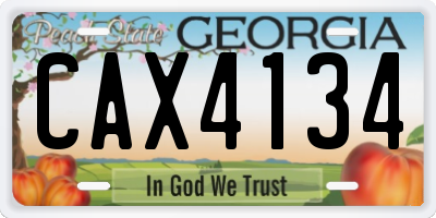 GA license plate CAX4134