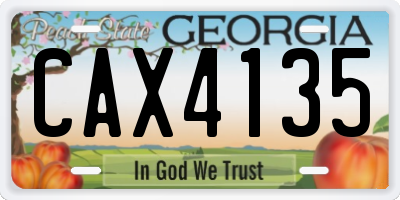 GA license plate CAX4135