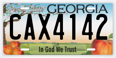 GA license plate CAX4142