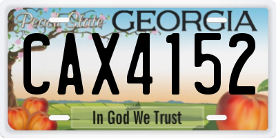 GA license plate CAX4152