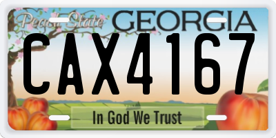 GA license plate CAX4167