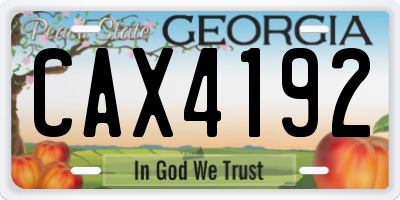 GA license plate CAX4192