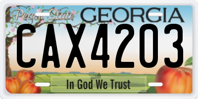 GA license plate CAX4203