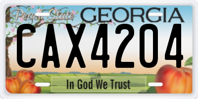GA license plate CAX4204