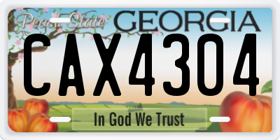 GA license plate CAX4304