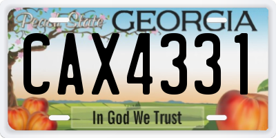 GA license plate CAX4331