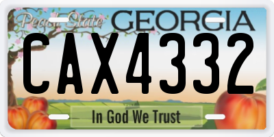 GA license plate CAX4332