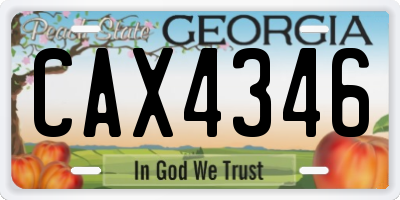 GA license plate CAX4346