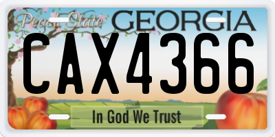 GA license plate CAX4366
