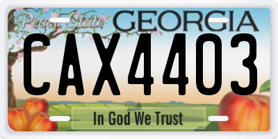 GA license plate CAX4403