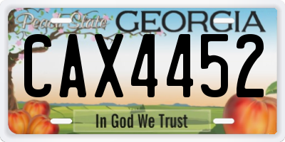 GA license plate CAX4452