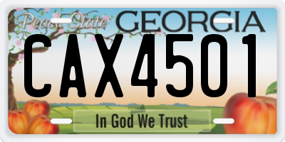 GA license plate CAX4501