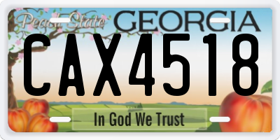 GA license plate CAX4518