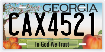 GA license plate CAX4521