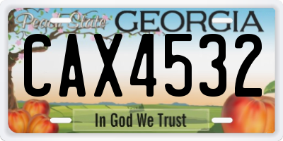 GA license plate CAX4532