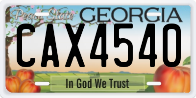 GA license plate CAX4540