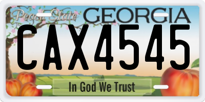 GA license plate CAX4545
