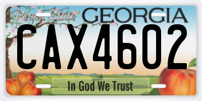 GA license plate CAX4602