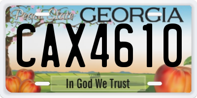 GA license plate CAX4610