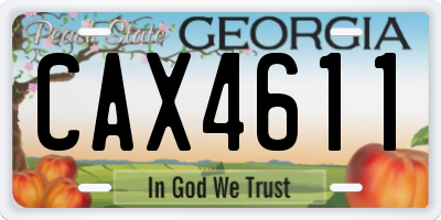 GA license plate CAX4611