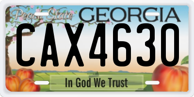 GA license plate CAX4630