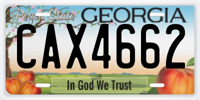 GA license plate CAX4662