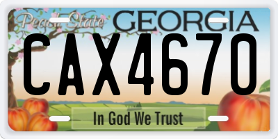 GA license plate CAX4670