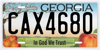 GA license plate CAX4680