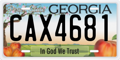 GA license plate CAX4681