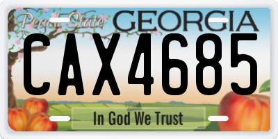 GA license plate CAX4685