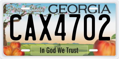 GA license plate CAX4702