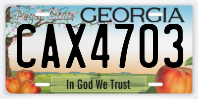GA license plate CAX4703
