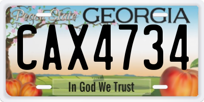 GA license plate CAX4734